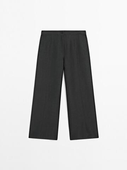 Massimo Dutti Брюки свободного кроя с широкими штанинами и декоративными швами, темно-серый
