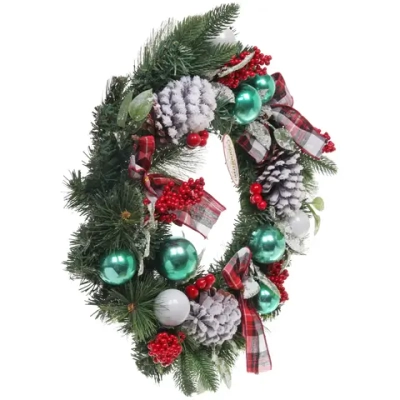 Венок хвойный новогодний «Рождественский день» 50 см, резина, леска, ПВХ (SSQ1914A-50)