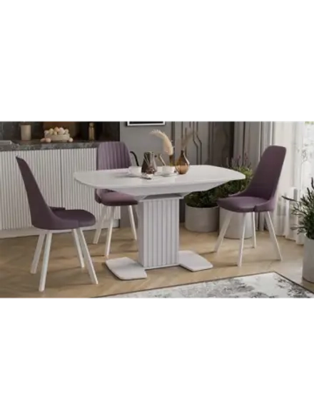 Стол кухонный Белый глянец 130(162)х80х75 см