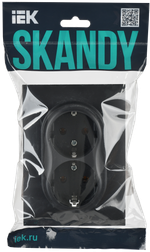 SKANDY Розетка 2-местная с заземлением без защитных шторок 16А в сборе SK-R08G графит IEK