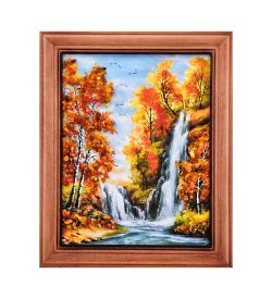 AMB-74/15 Картина «Водопад» (с янтарной крошкой) дер.краш.рамка 12х15