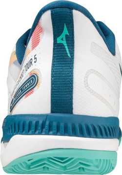 Мужские кроссовки теннисные Mizuno Wave Exceed Tour 5 CC- white/moroccan blue/turquoise
