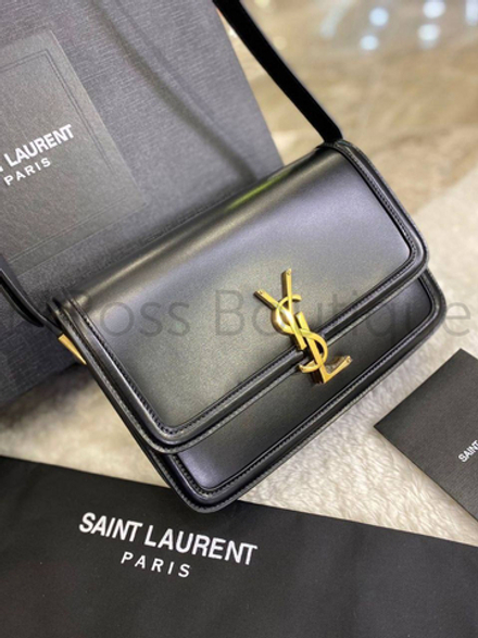 Сумка solferino Saint Laurent черного цвета с золотистой фурнитурой