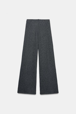 ZARA ШИРОКИЕ БРЮКИ ИЗ МЯГКОЙ ТКАНИ, СЕРЫЙ МЕЛАНЖ