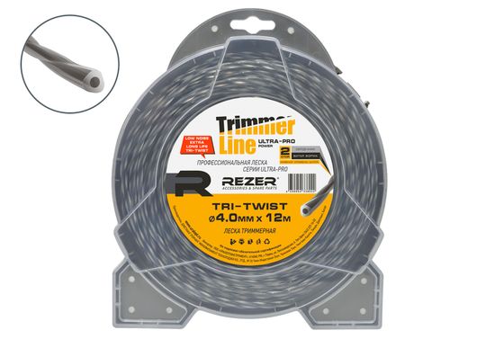Леска для мотокосы "REZER" ULTRA-PRO «TRI-TWIST» (4.0 мм, 12 м, витой треугольник)
