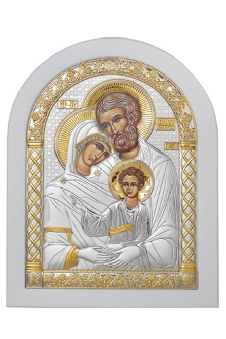 Св. Семейство, икона арочная, белое дерево 175х225