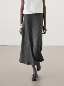 Massimo Dutti Плиссированная юбка миди, темно-серый