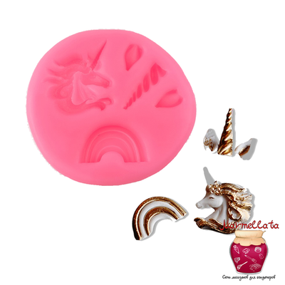 Молд силиконовый "Радужный единорог", 6,3*0,5 см