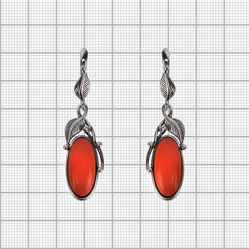 "Алиготе" серьги в серебряном покрытии и поделочным камнем из коллекции "Самоцветы" от Jenavi с английским замком