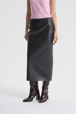 Юбка миди из экокожи