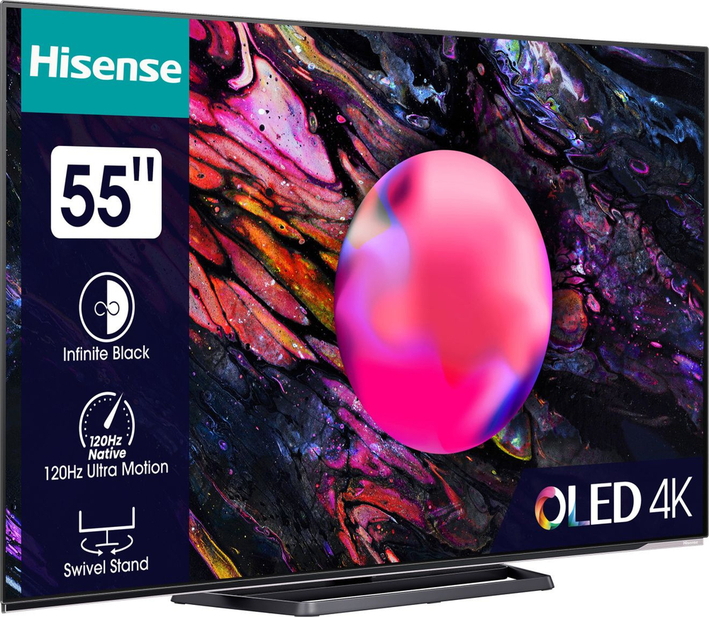 Телевизор OLED Hisense 55" 55A85K черный 4K Ultra HD 120Hz DVB-T DVB-T2 DVB-C DVB-S DVB-S2 USB WiFi Smart TV (RUS)