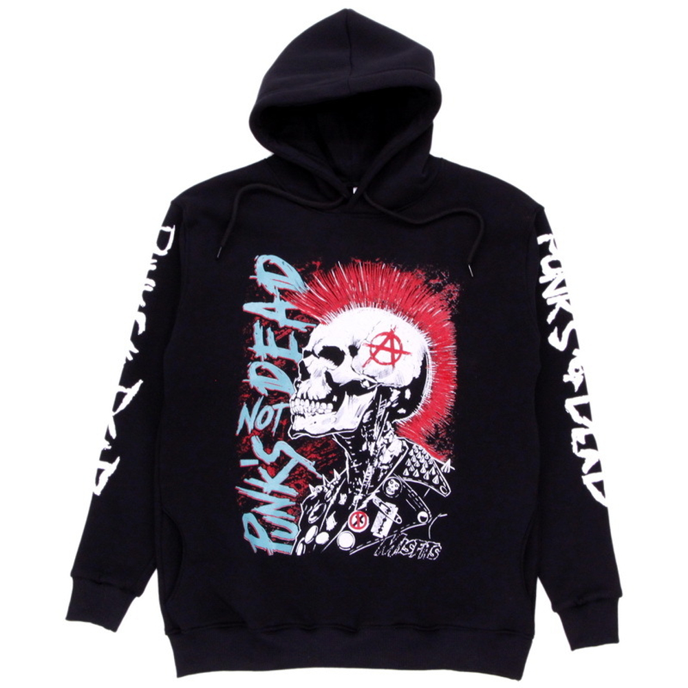 Толстовка худи Punks Not Dead скелет панка (088)