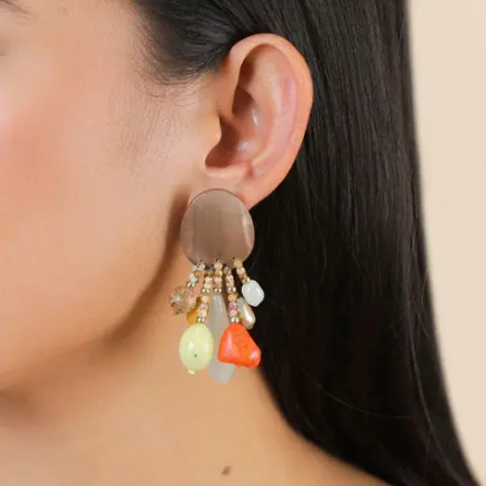 Серьги Nature Bijoux, Tivoli, с перламутром, яшмой, говлитом, жадеитом и жемчугом, NB25.2-12-90224 (