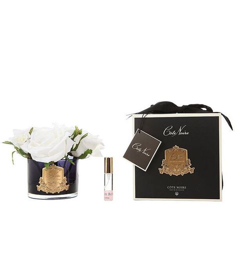 Букет из 5 роз цвета слоновая кость в черной вазе, Cote Noire