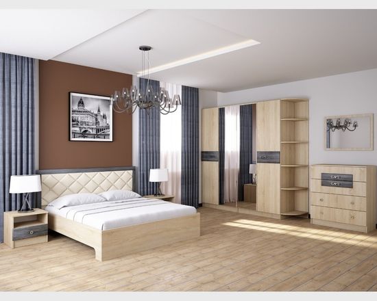 Спальня модульная МАДЛЕН-2 дуб шале серебро