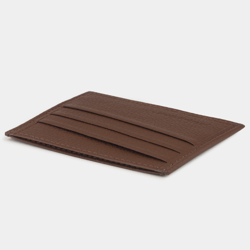 Картхолдер из натуральной кожи теленка, цвета шоколад