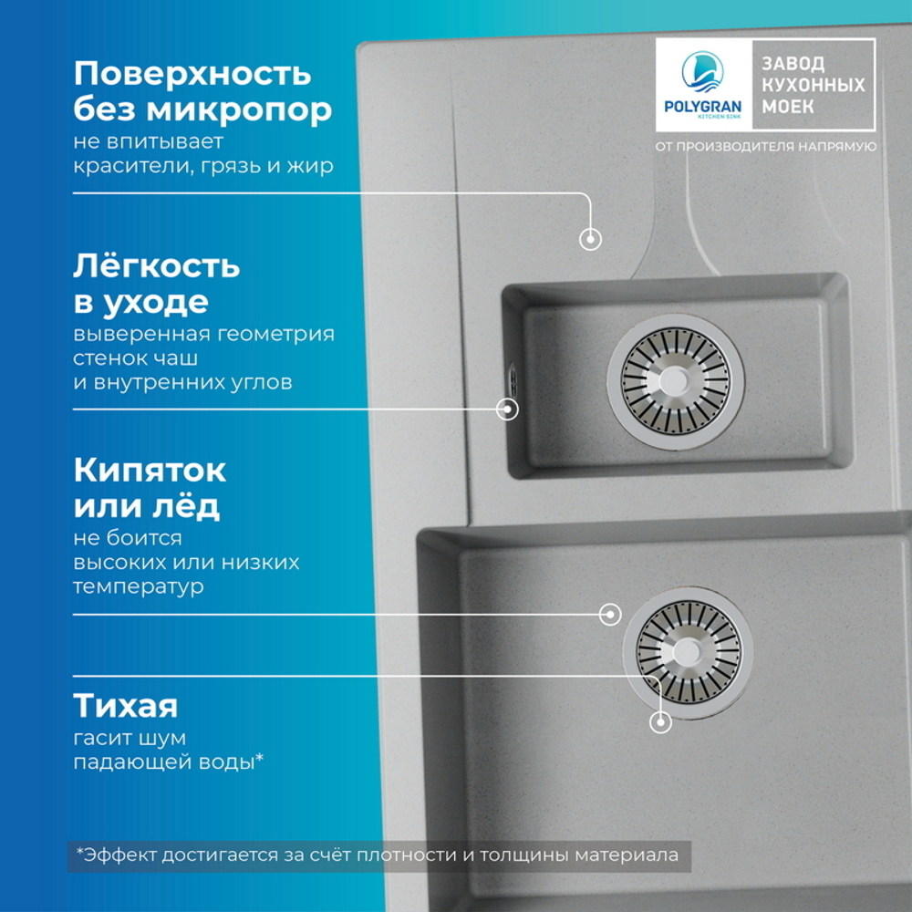 Мойка POLYGRAN BRIG-770 серый №14