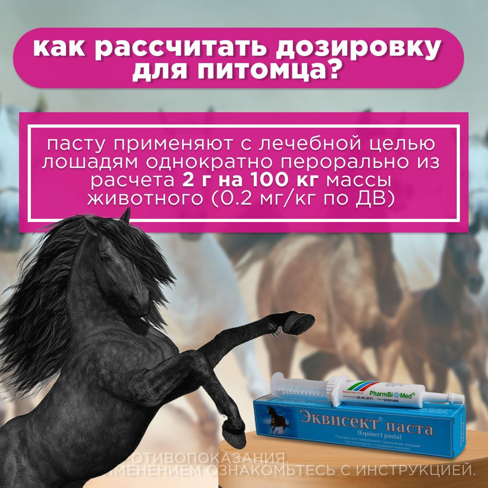 Противопаразитарная паста широкого спектра действия для лошадей Эквисект ( Pharmbiomed ), 14гр. Аверсектин С