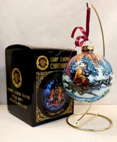 Шар новогодний (круговая роспись Палех) "Айболит" в коробке