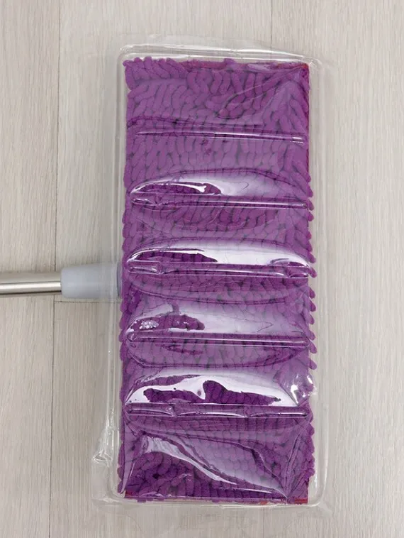 Швабра для мытья пола плоская, насадка из микрофибры букли 35×15 см, телескопическая стальная ручка 84-125 см