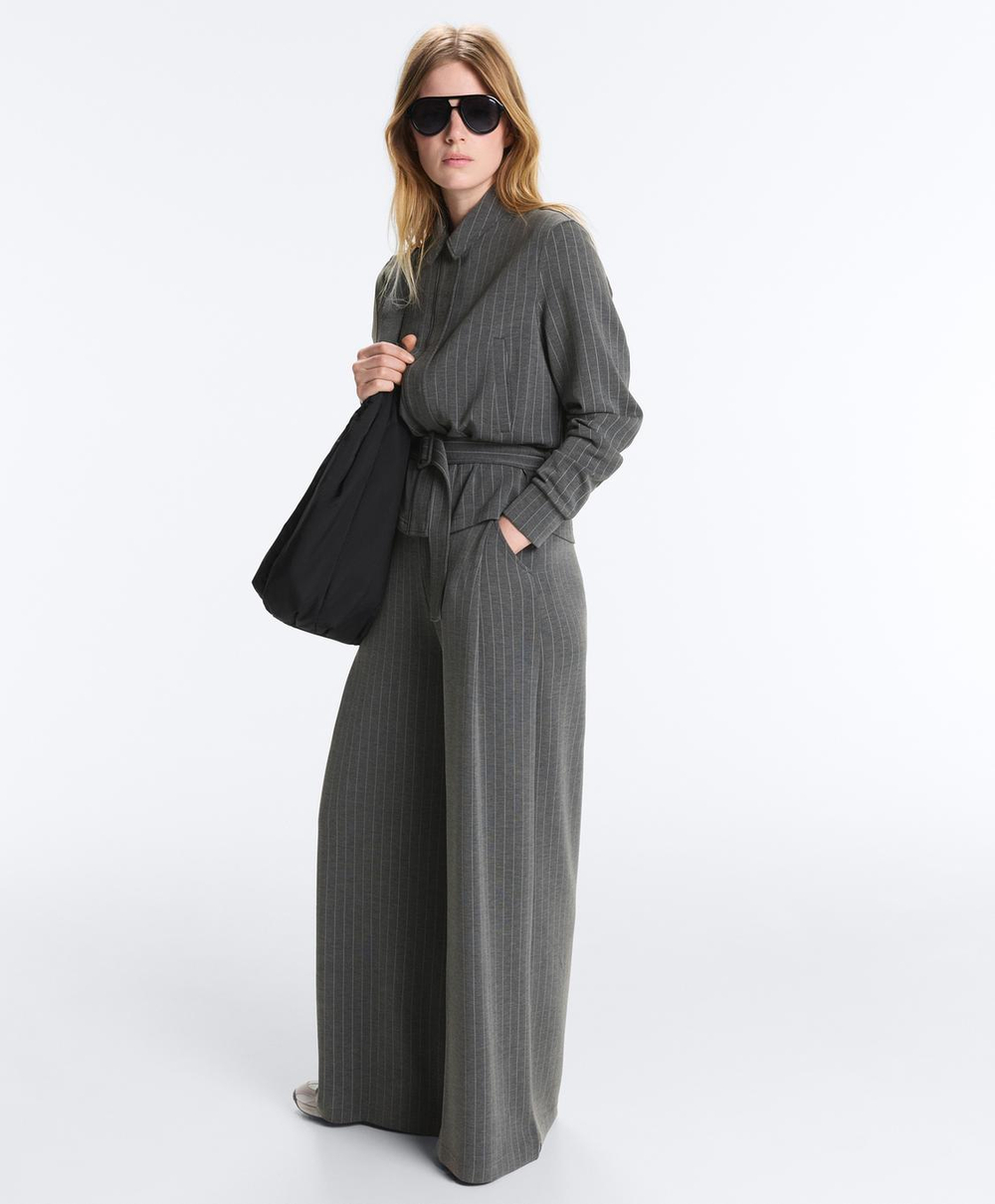 Oysho Широкие брюки из мягкого на ощупь модала в тонкую полоску, темно-серый