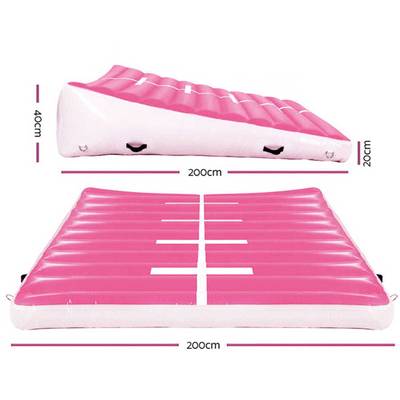Надувной гимнастический мат-коврик «Старт» для занятий 2×2×0,4 м, розовый