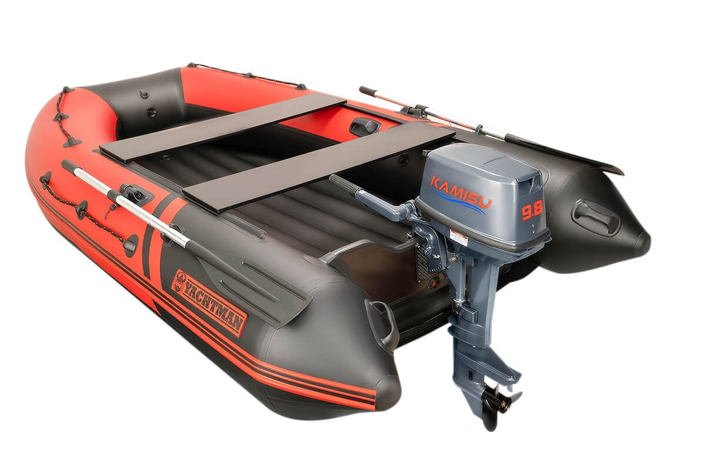 YACHTMAN-340 НДНД красный-черный + KAMISU T 9.8 BMS (комплект лодка + мотор)