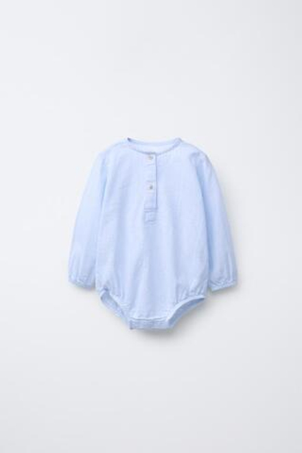ZARA БОДИ С РЕЛЬЕФНЫМ УЗОРОМ, ГОЛУБОЙ