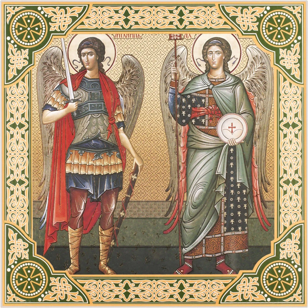 Икона "Архангелы Михаил и Гавриил", рама 28х28, в коробке