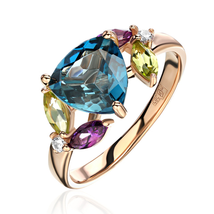 Кольцо с аметистом из красного золота 585 пробы JA-R-15673-18