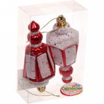 Ёлочные игрушки «Фонарик» 11 см (набор 2 шт), красный