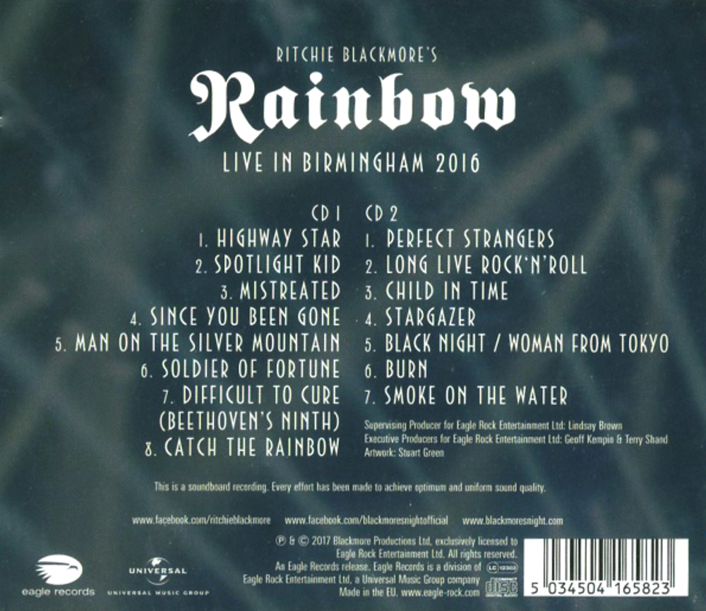 Ritchie Blackmore's Rainbow / Live In Birmingham 2016 (2CD)