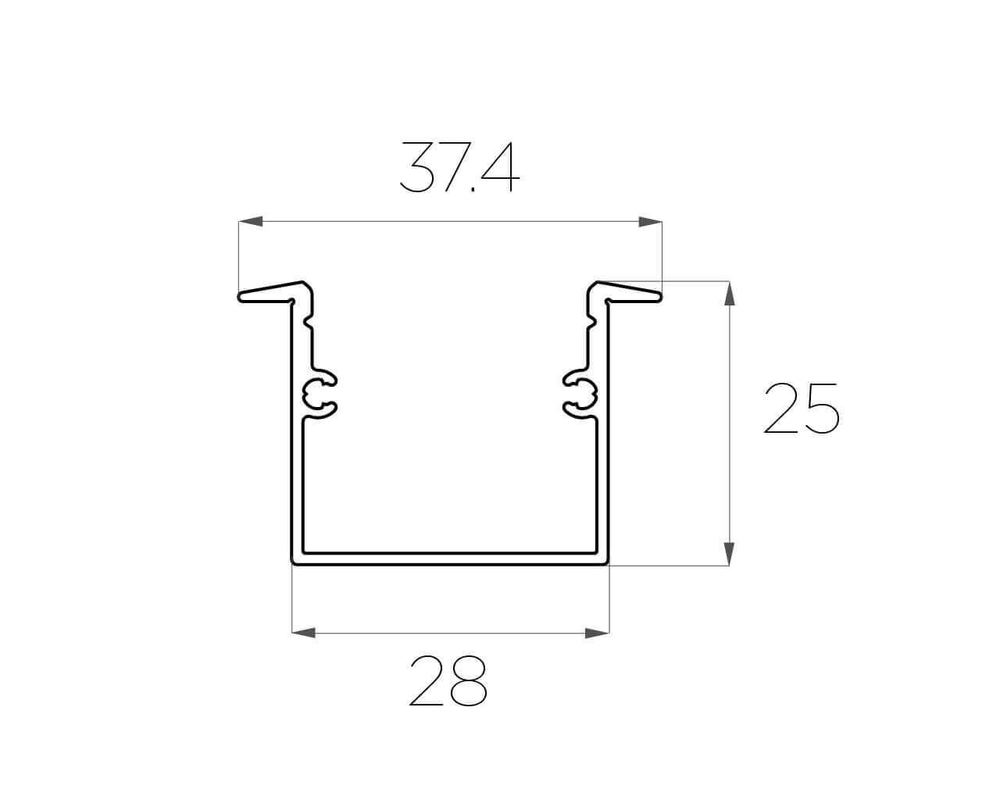Профиль врезной алюминиевый LC-LPV-2537-2 Anod