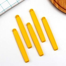 Зажимы для пакетов, 14 см, 5 шт, цвет МИКС