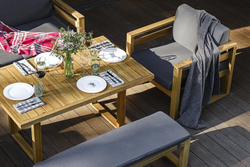 Диванный комплект из акации BOOKA с обеденным столом