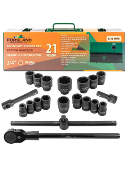 Набор инструментов ударных 21пр. 3/4''(6гр.) Forsland Forsland-6212-5MPB