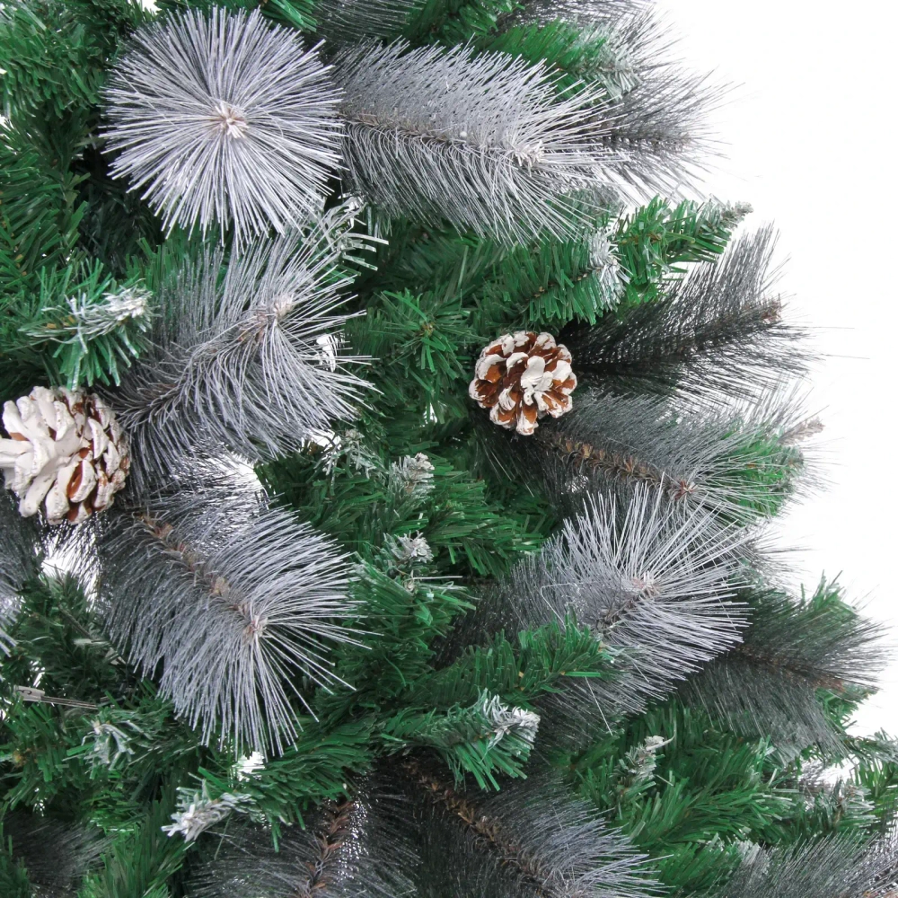 Ёлка «Богемия» 180 см, ПВХ+Леска, шишки, белое напыление (680 веток)