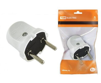 Вилка б з белая 6А 250В TDM SQ1806-0001