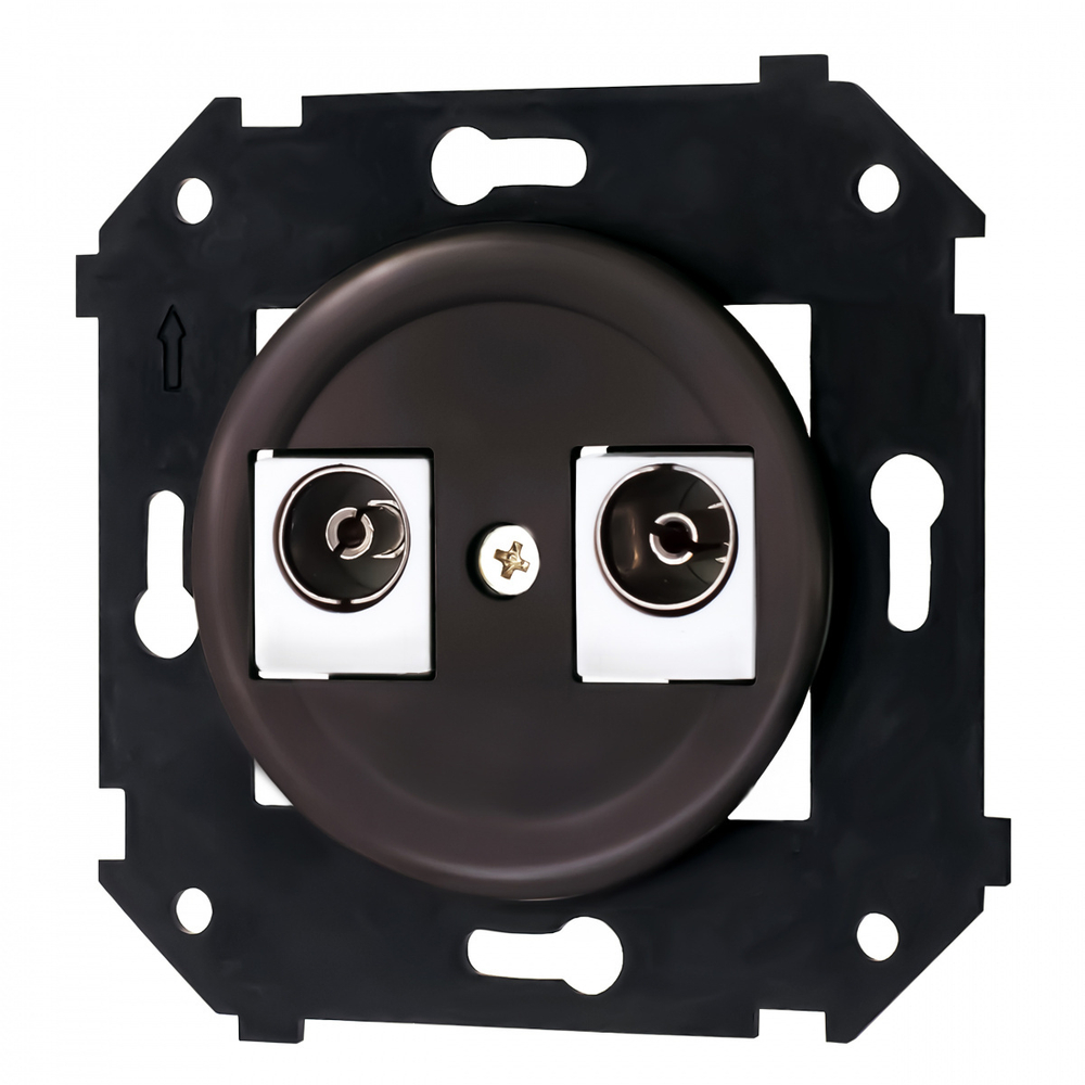 Розетка телевизионная двойная, оконечная, пластик, цвет коричневый B3-306-22