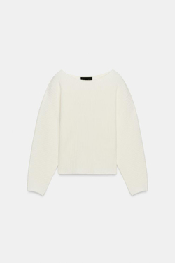 ZARA ДЖЕМПЕР В РУБЧИК С ОБЪЕМНЫМИ РУКАВАМИ, ЭКРЮ