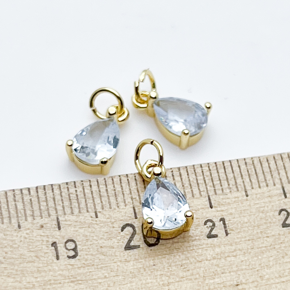 Подвеска Капля, цвет золото, фианит, размер 11,5*6,5 мм, цена за 1 шт