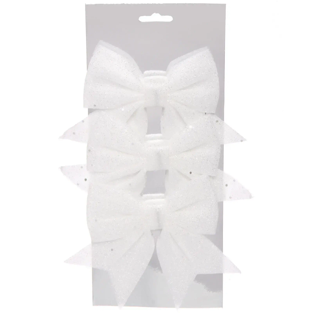 Бант на елку «Нежность» 12*14 см (набор 3 шт), Белый