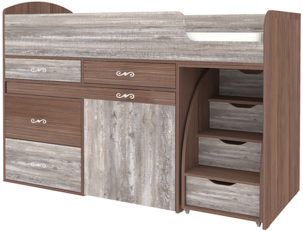 Кровать-чердак КарИВи Малыш 6 Бодего Темный Бетон
