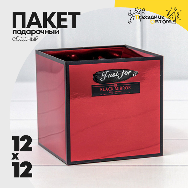 
          Пакет подарочный 12х12х12см Сборный Премиум (Красный)