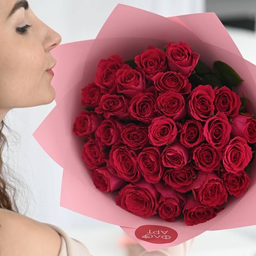 Розы розовые 40 см (Premium) 31 шт