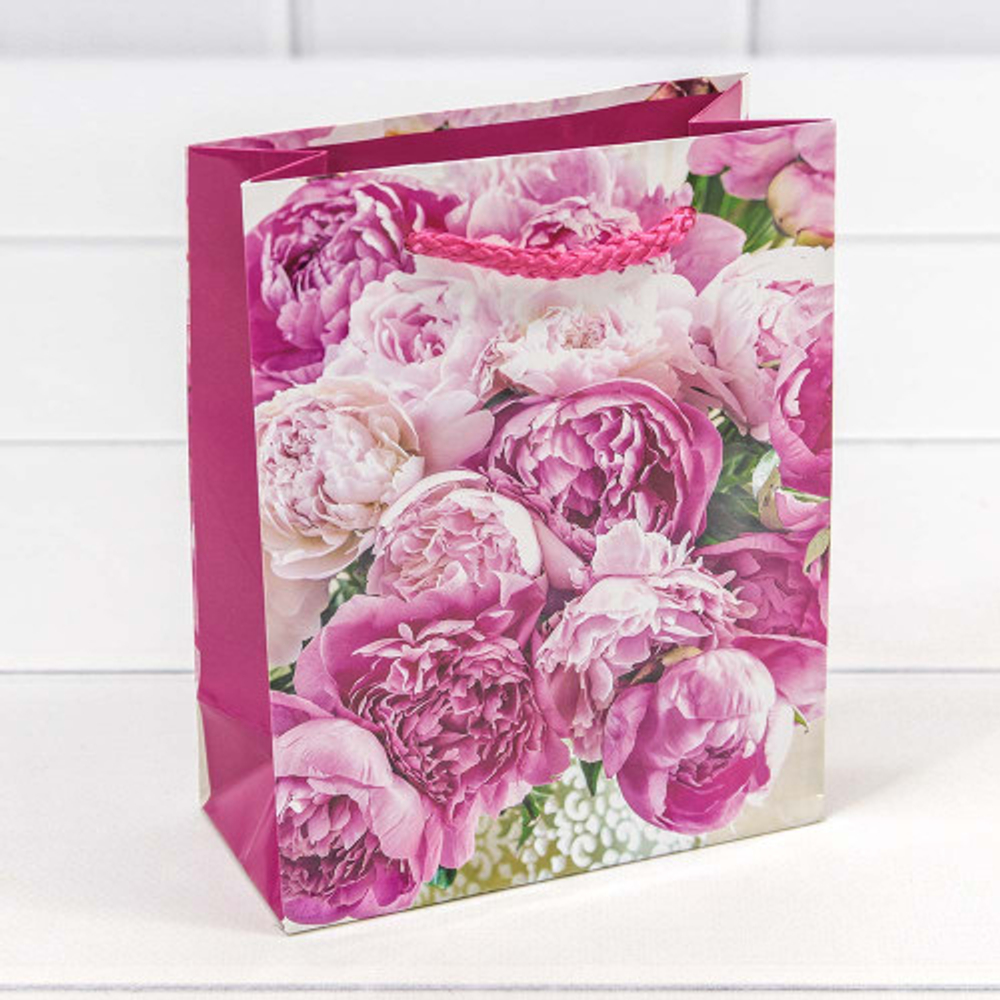 Пакет подарочный 12х15х5.5см "Цветы" (Микс)