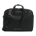 ARMANI EXCHANGEAE Cracked Leather Portable One Shoulder Crossbody Briefcase Men"s Black