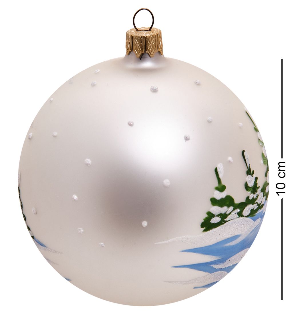 НФШ-1461 Ел.украшение Шар «Паровозик и снеговик» перламутр 100 мм