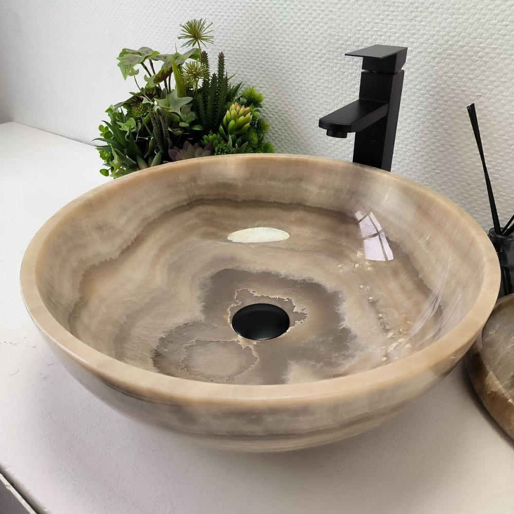 Раковина из оникса Bowl Grey TinLip BO-62975 45*45*15 43