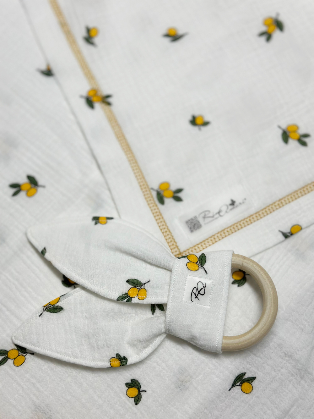 Муслиновая пеленка Лимончики 90*130 (+/-5см)